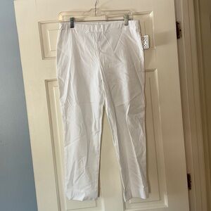 Clara Sunwoo Sun Woo Techno Stretch Capri Pants White Pull On Comfort Size L NWT
